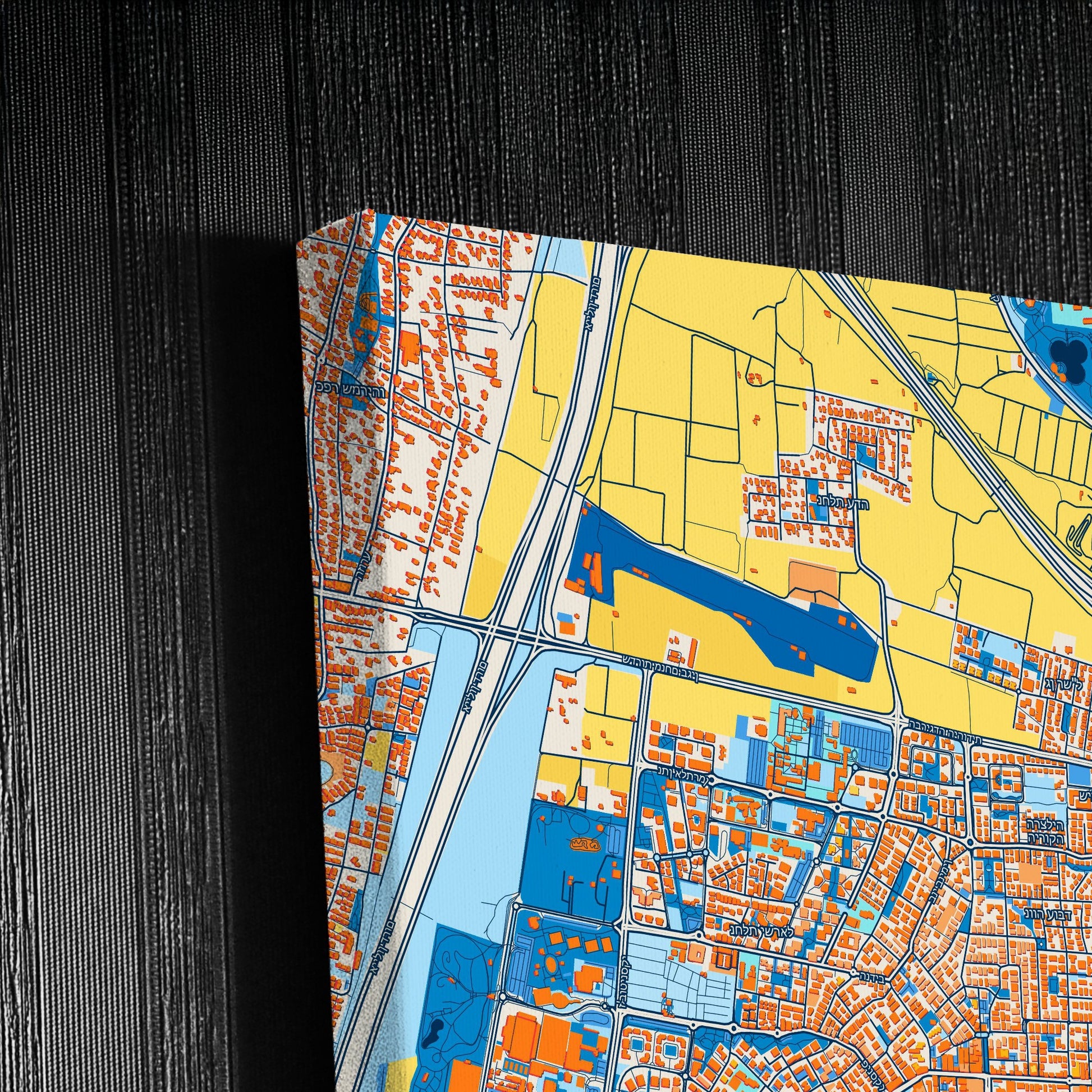 Herzliya Israel Colorful City Map Canvas Print Detail