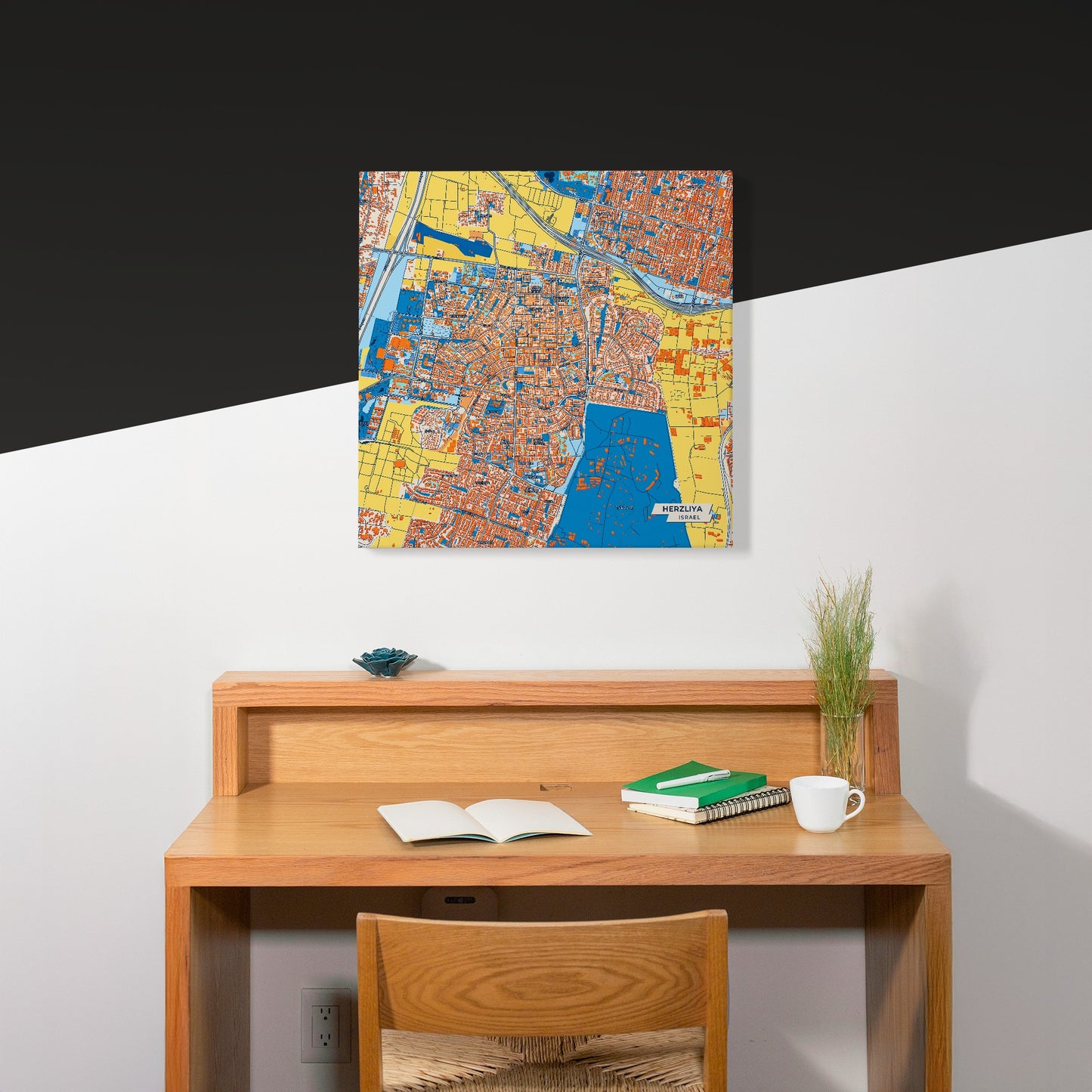 Herzliya Israel Colorful City Map Canvas Print Scene