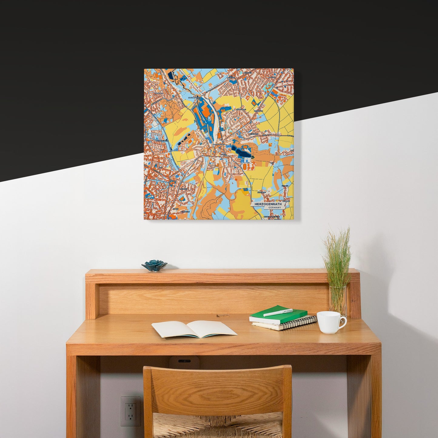 Herzogenrath Germany Colorful City Map Canvas Print Scene