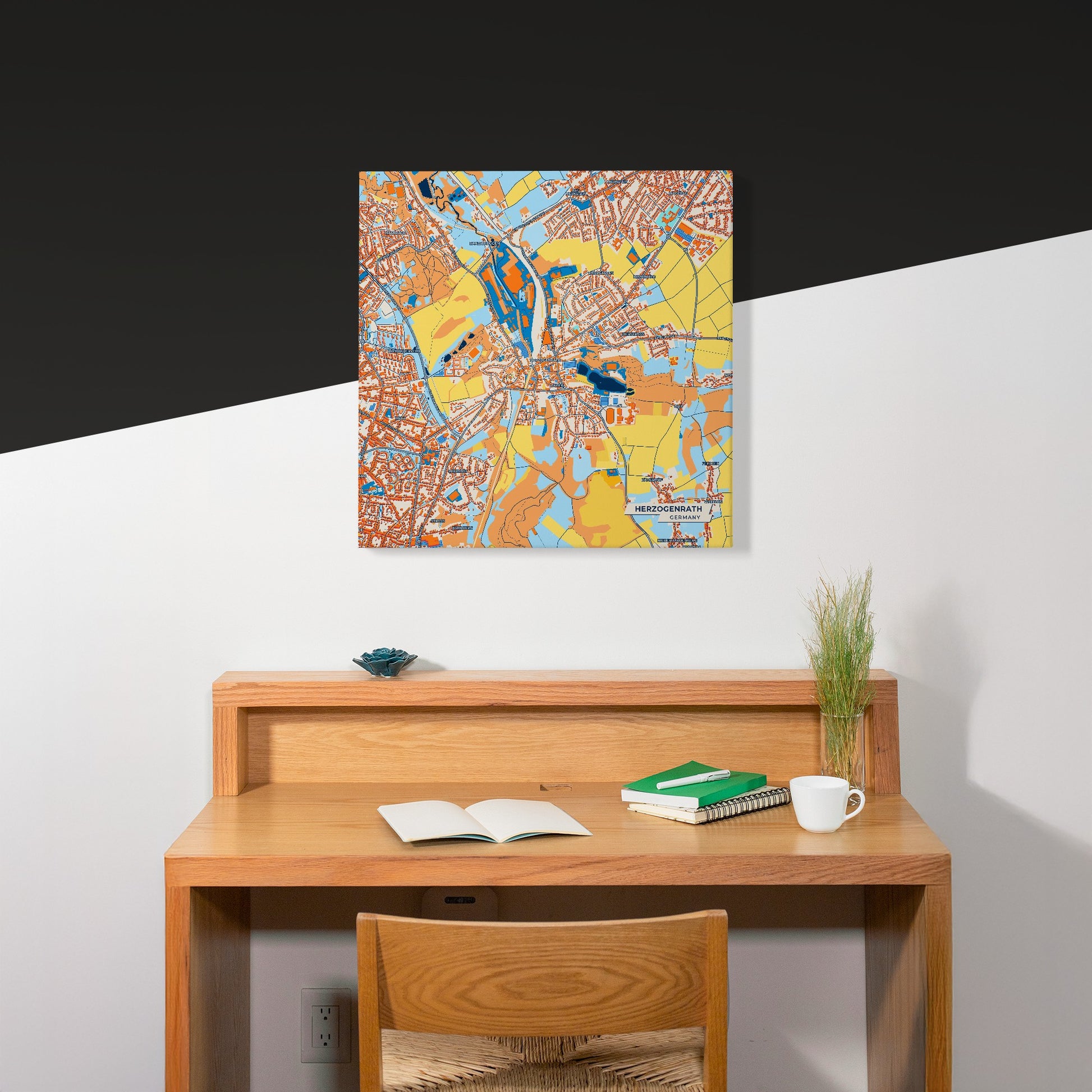 Herzogenrath Germany Colorful City Map Canvas Print Scene