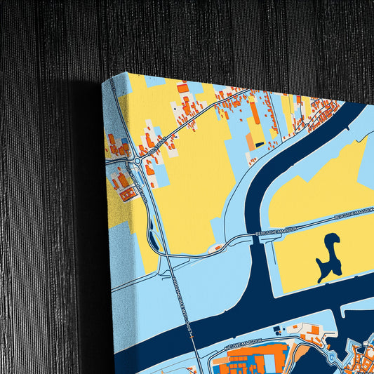 Heusden Netherlands Colorful City Map Canvas Print Detail