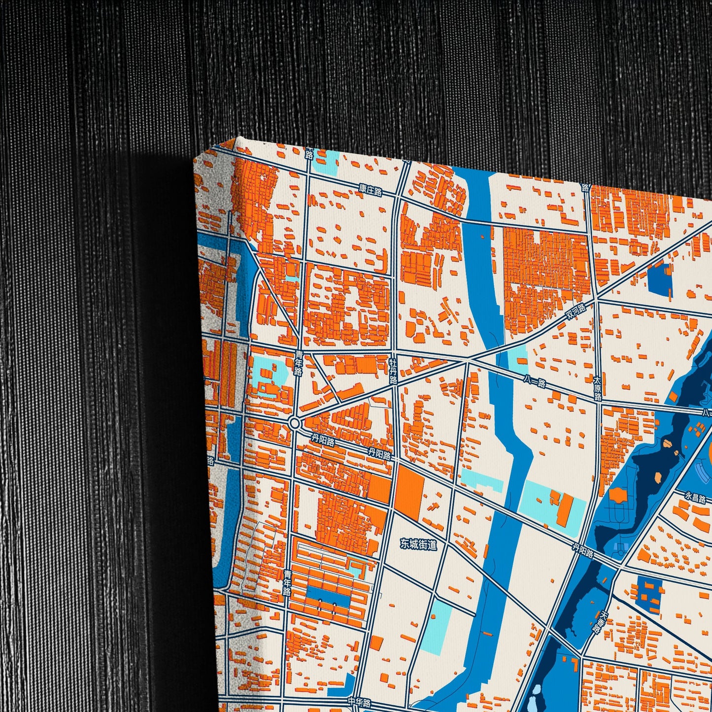 Heze China Colorful City Map Canvas Print Detail