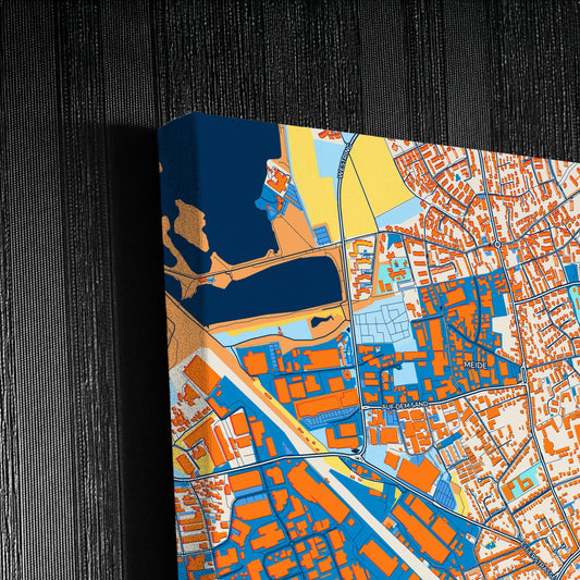 Hilden Germany Colorful City Map Canvas Print Detail