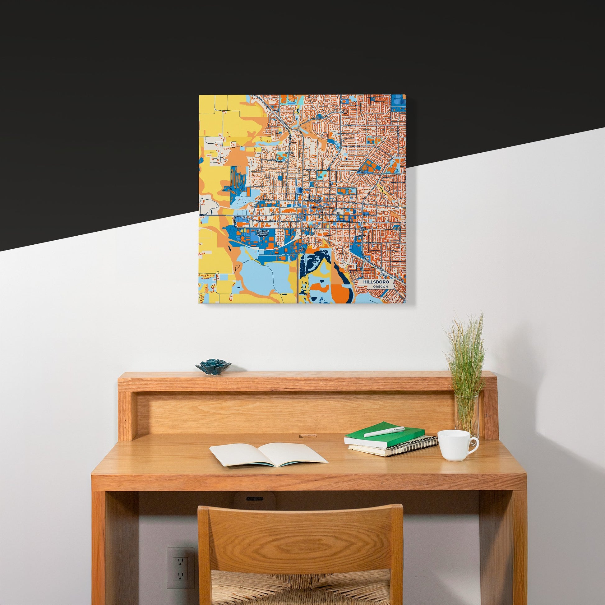 Hillsboro Oregon Colorful City Map Canvas Print Scene