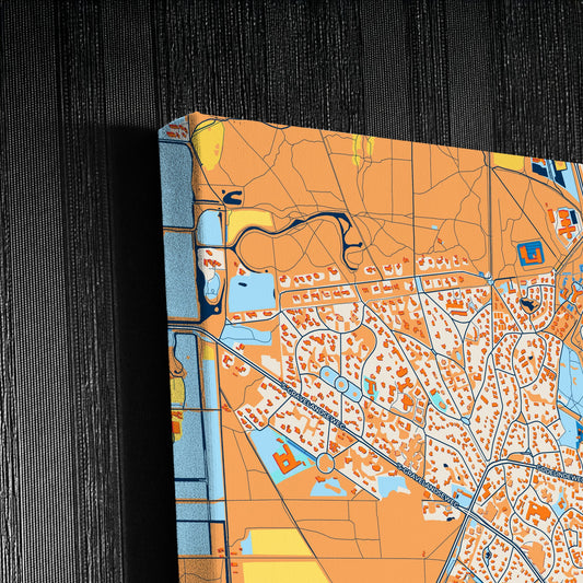 Hilversum Netherlands Colorful City Map Canvas Print Detail