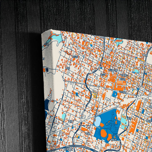 Himeji Japan Colorful City Map Canvas Print Detail