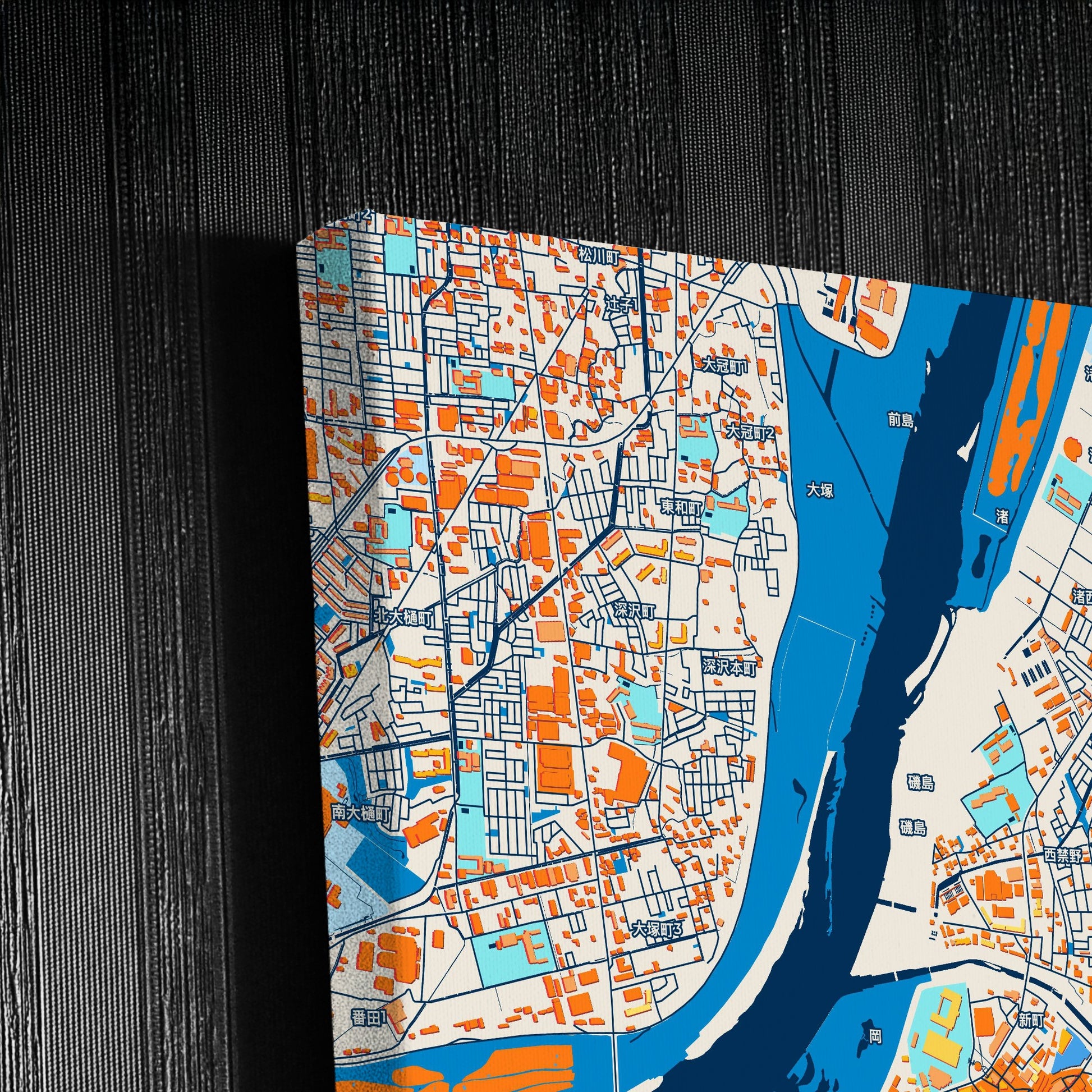 Hirakata Japan Colorful City Map Canvas Print Detail