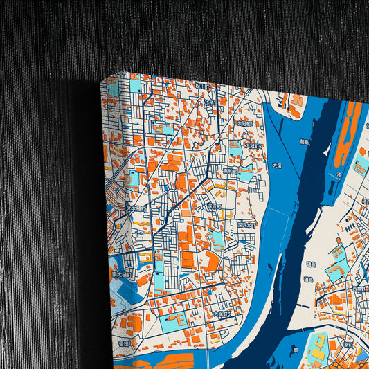 Hirakata Japan Colorful City Map Canvas Print Detail