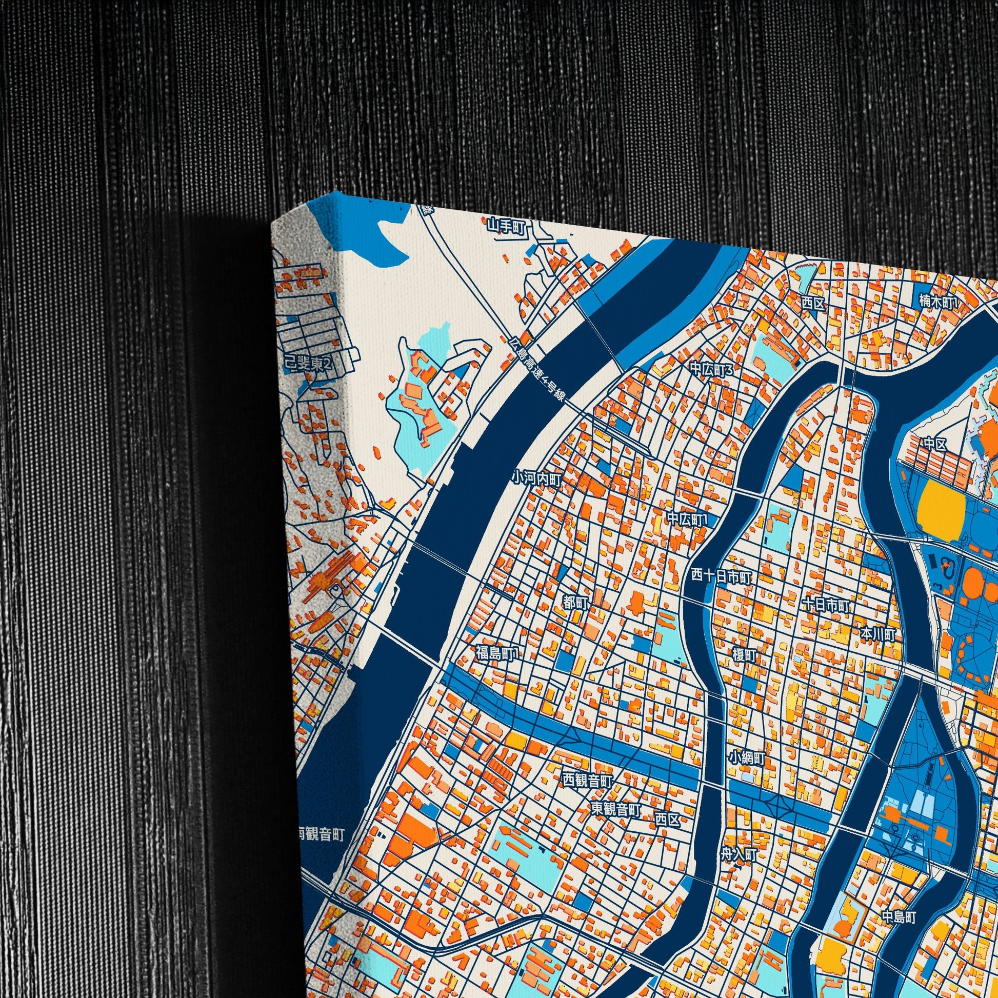 Hiroshima Japan Colorful City Map Canvas Print Detail