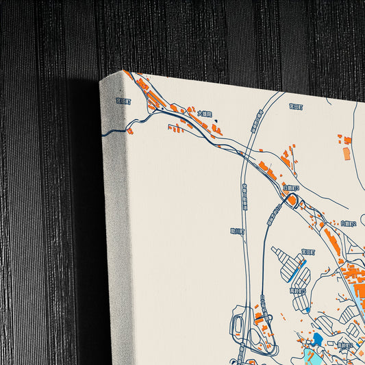 Hitachi Japan Colorful City Map Canvas Print Detail