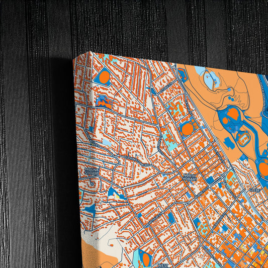 Hobart Australia Colorful City Map Canvas Print Detail