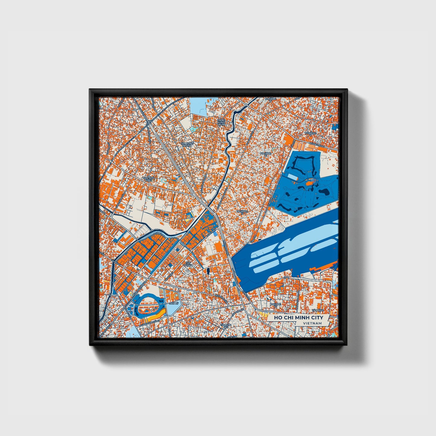 Ho Chi Minh City Vietnam Colorful City Map Canvas Print • Black Framed