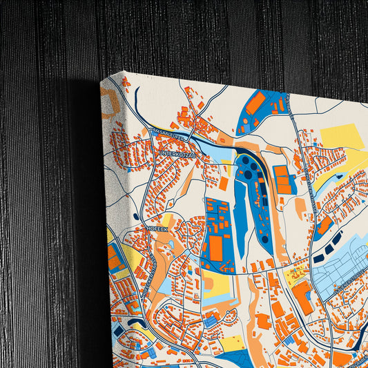 Hof Germany Colorful City Map Canvas Print Detail
