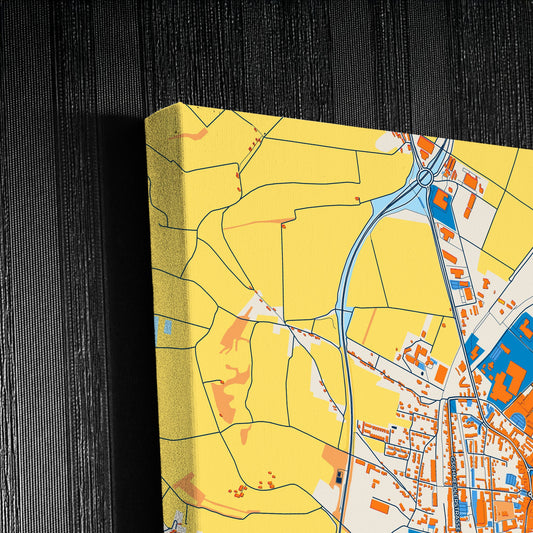 Hollabrunn Austria Colorful City Map Canvas Print Detail