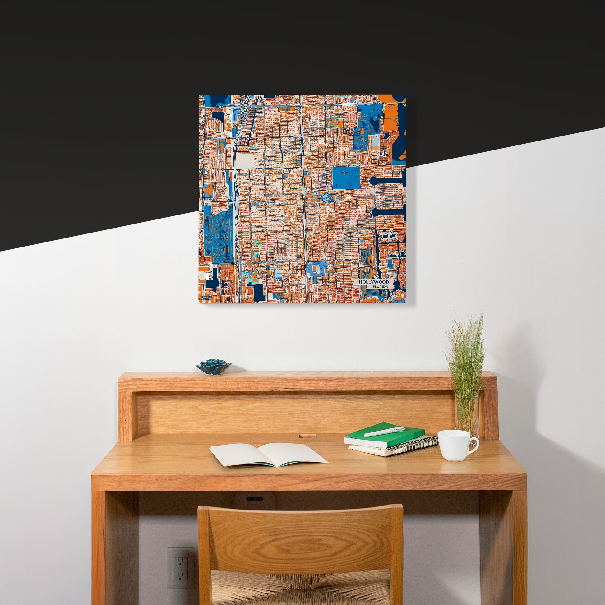 Hollywood Florida Colorful City Map Canvas Print Scene