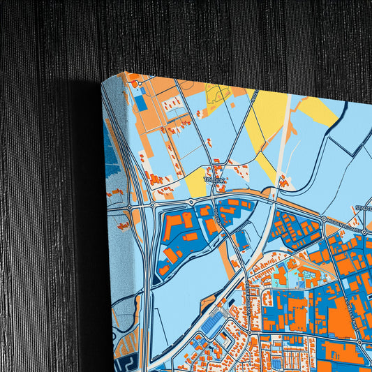 Hoogeveen Netherlands Colorful City Map Canvas Print Detail