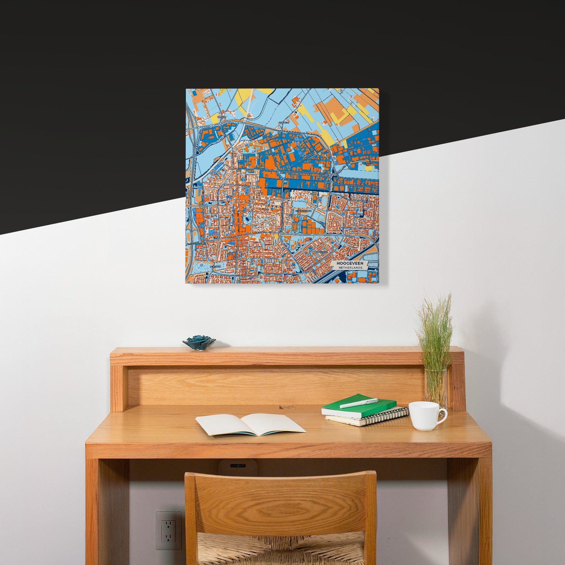 Hoogeveen Netherlands Colorful City Map Canvas Print Scene