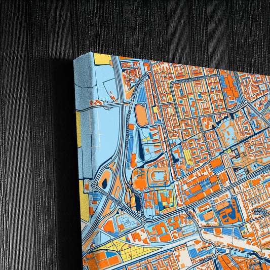 Hoorn Netherlands Colorful City Map Canvas Print Detail