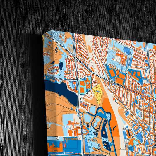 Horsens Denmark Colorful City Map Canvas Print Detail