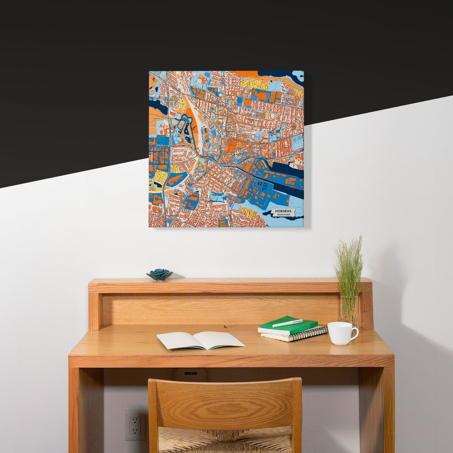 Horsens Denmark Colorful City Map Canvas Print Scene