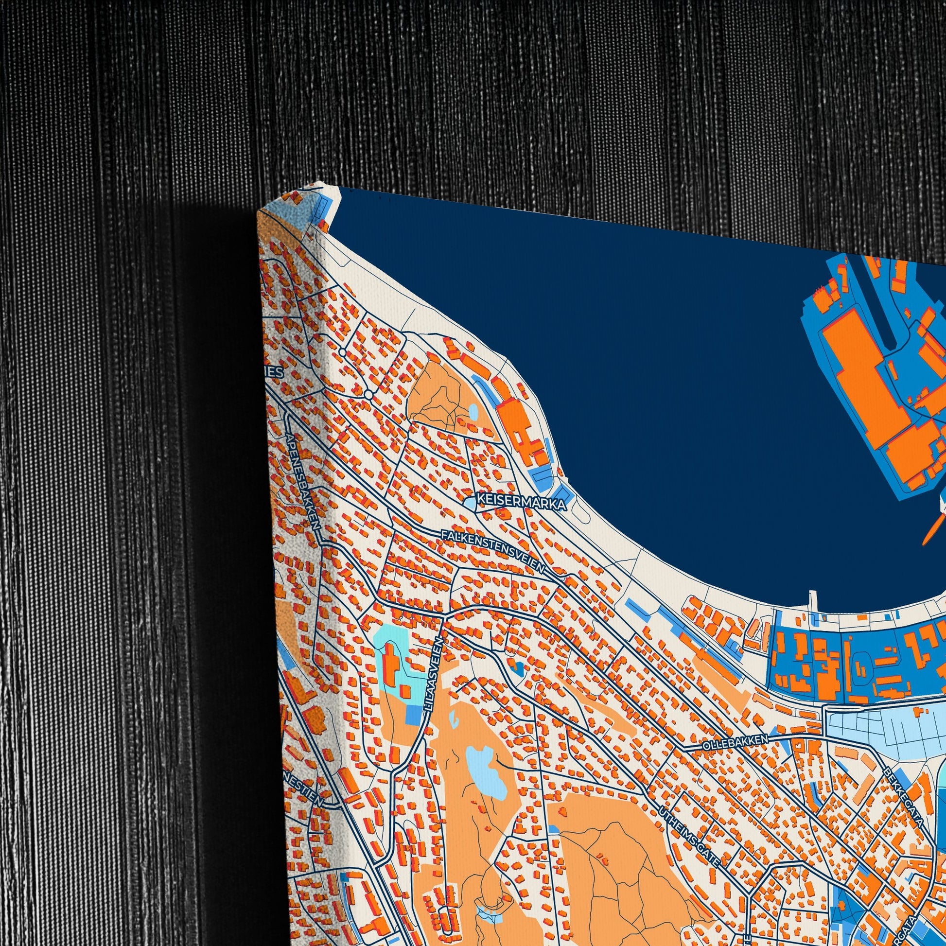Horten Norway Colorful City Map Canvas Print Detail