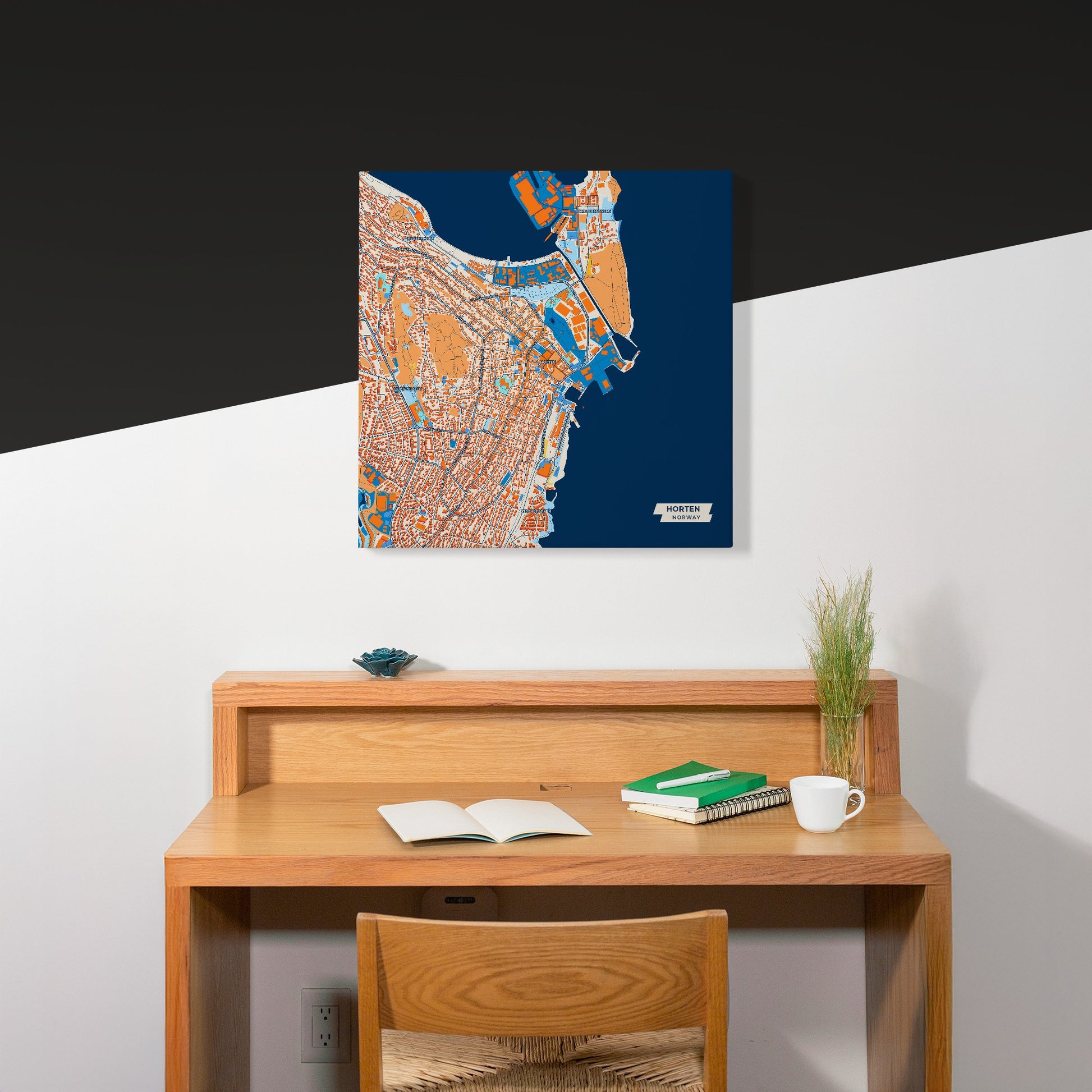 Horten Norway Colorful City Map Canvas Print Scene