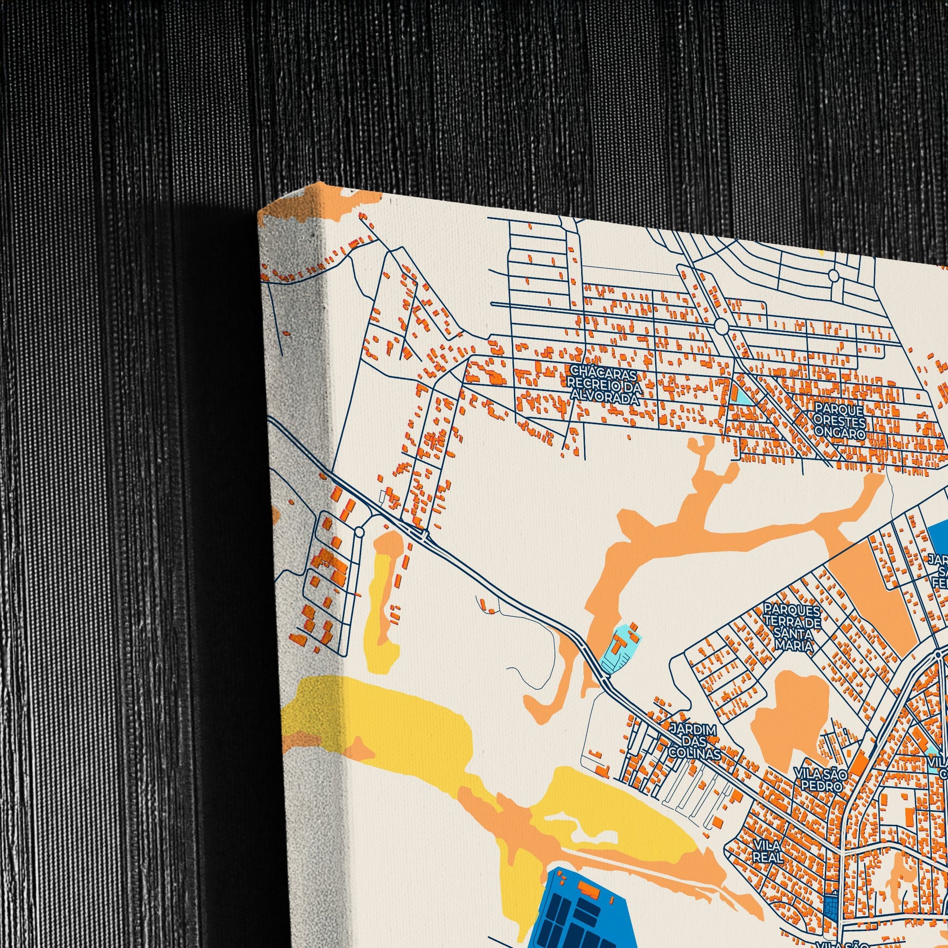 Hortolandia Brazil Colorful City Map Canvas Print Detail