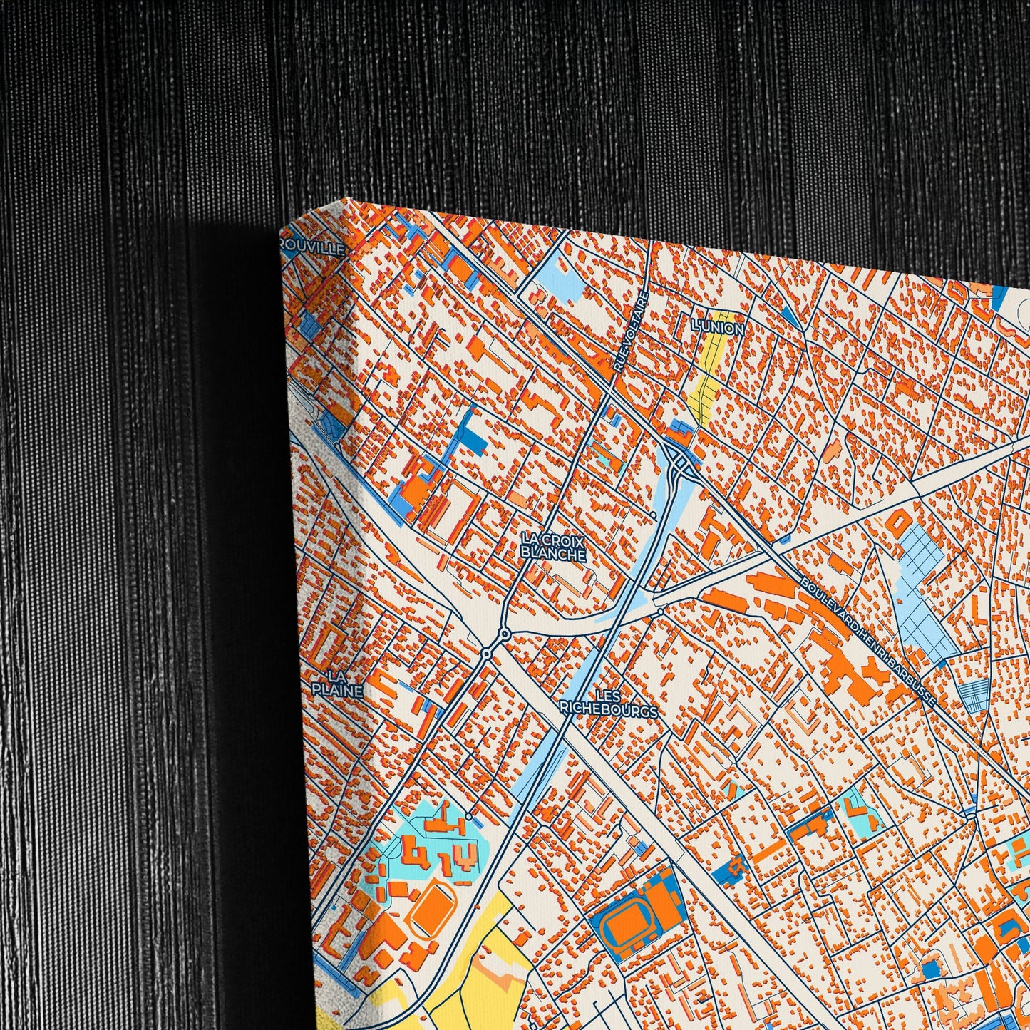 Houilles France Colorful City Map Canvas Print Detail