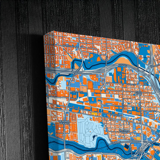 Houston Texas Colorful City Map Canvas Print Detail
