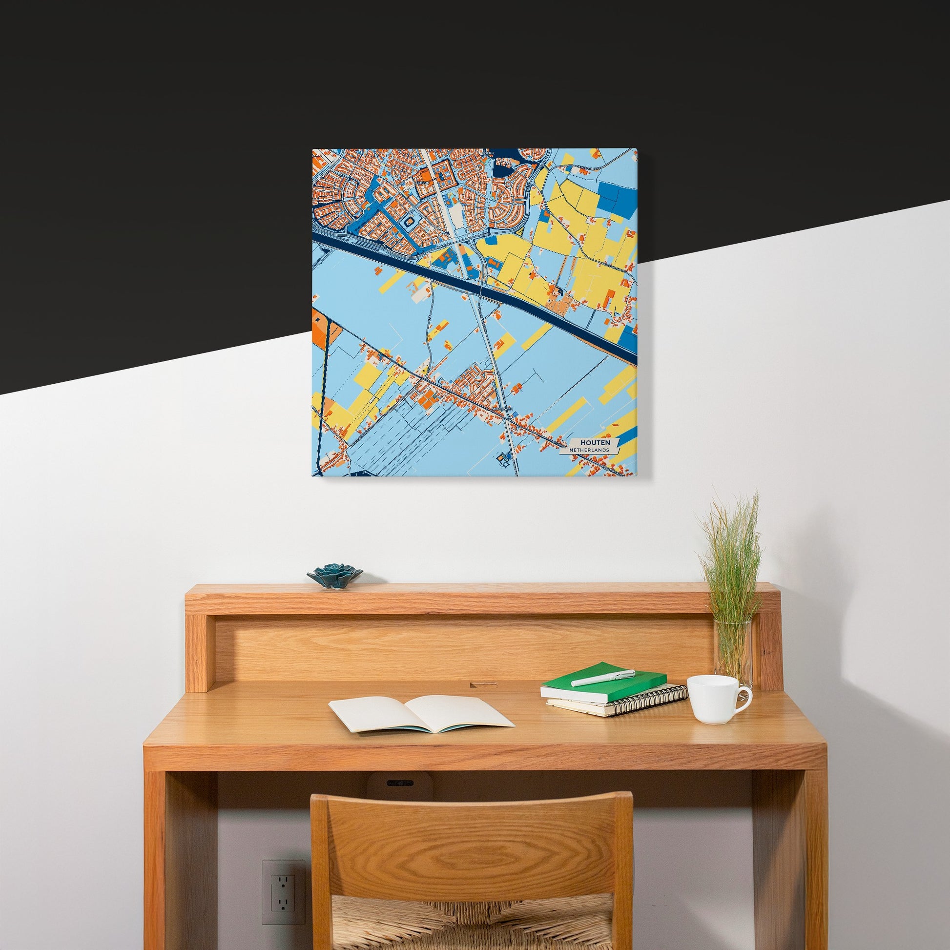 Houten Netherlands Colorful City Map Canvas Print Scene