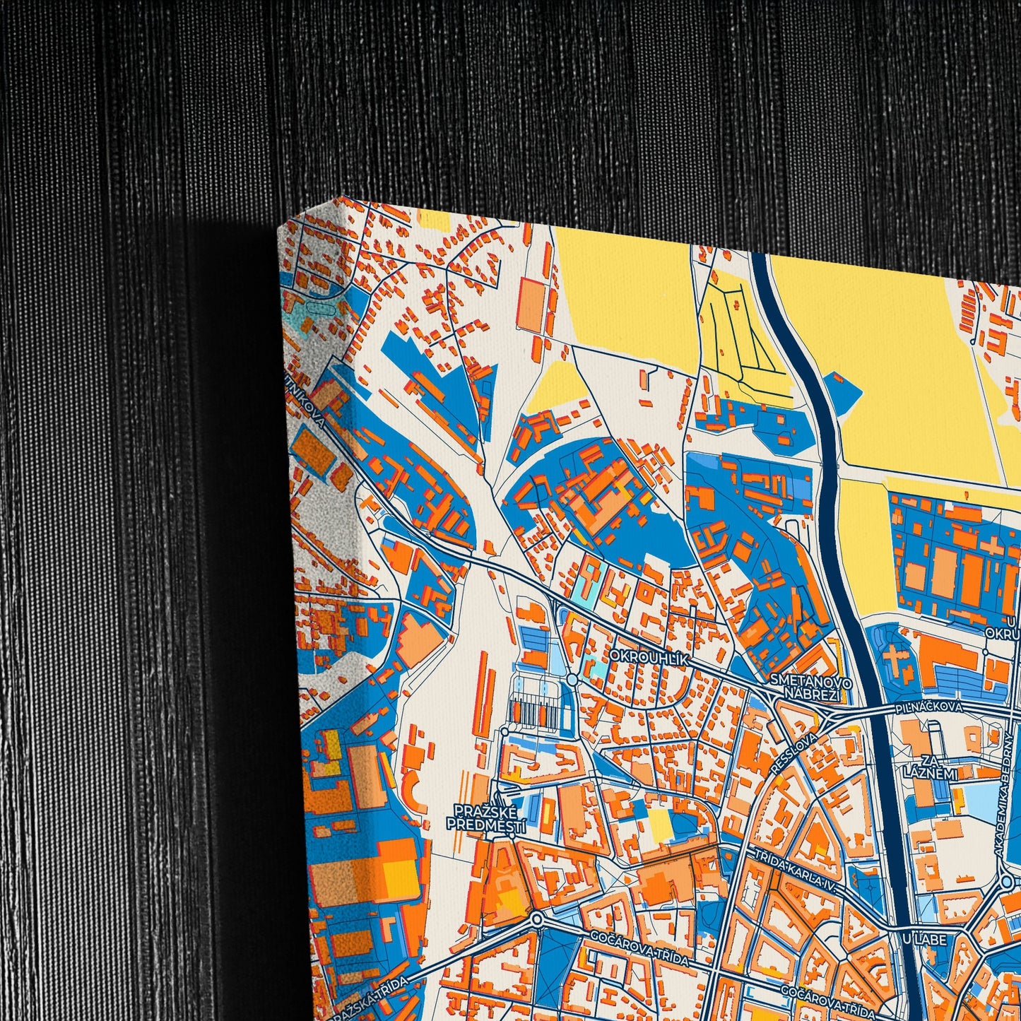 Hradeckrálové Czechia Colorful City Map Canvas Print Detail