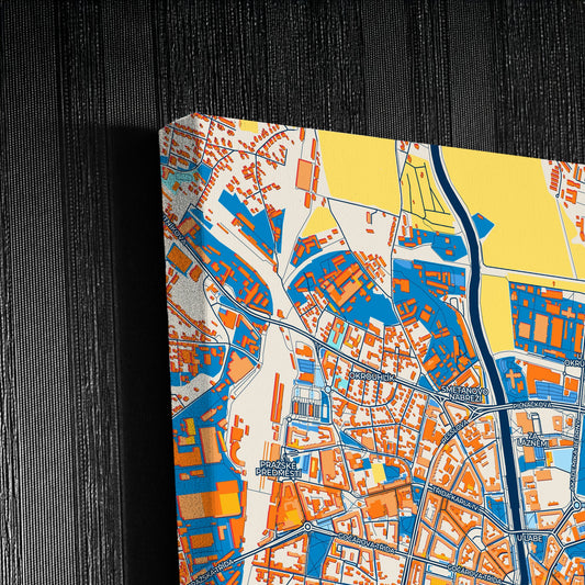 Hradeckrálové Czechia Colorful City Map Canvas Print Detail
