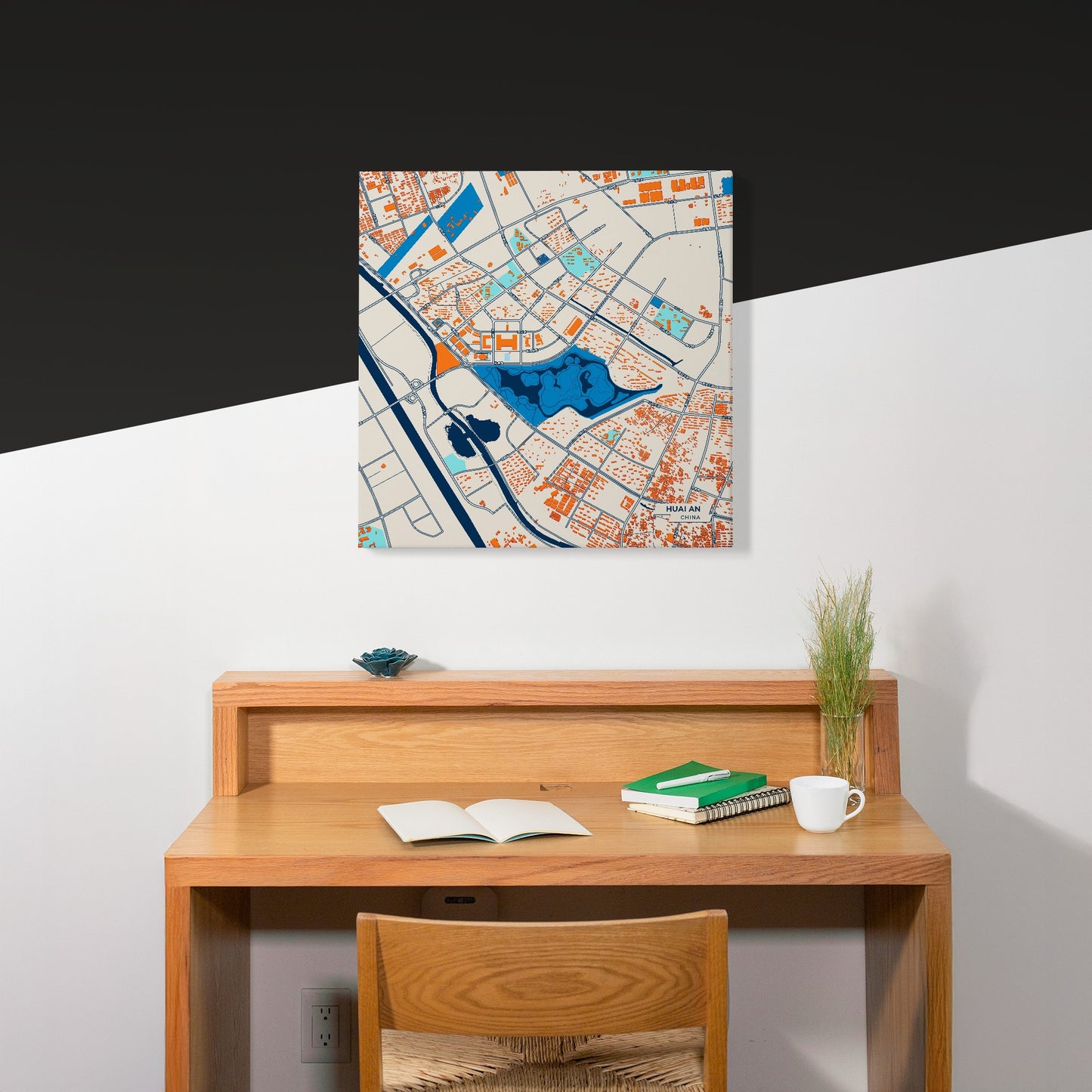 Huai An China Colorful City Map Canvas Print Scene