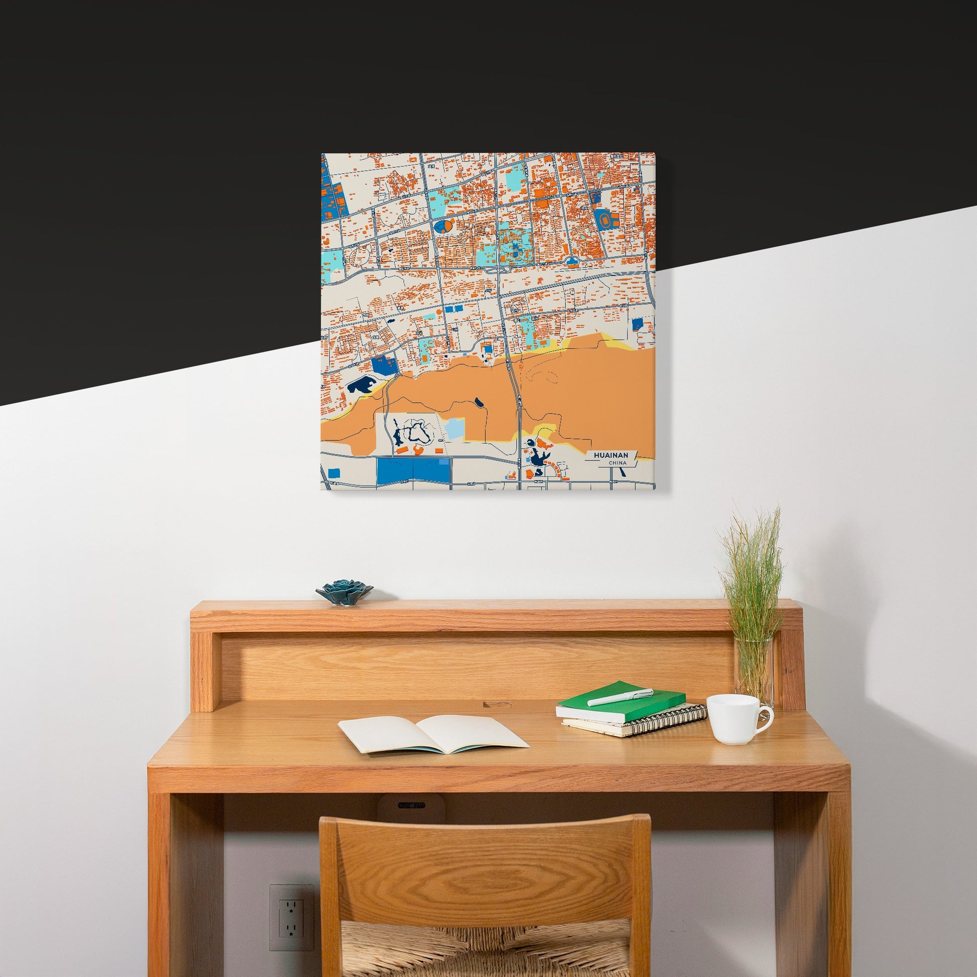 Huainan China Colorful City Map Canvas Print Scene