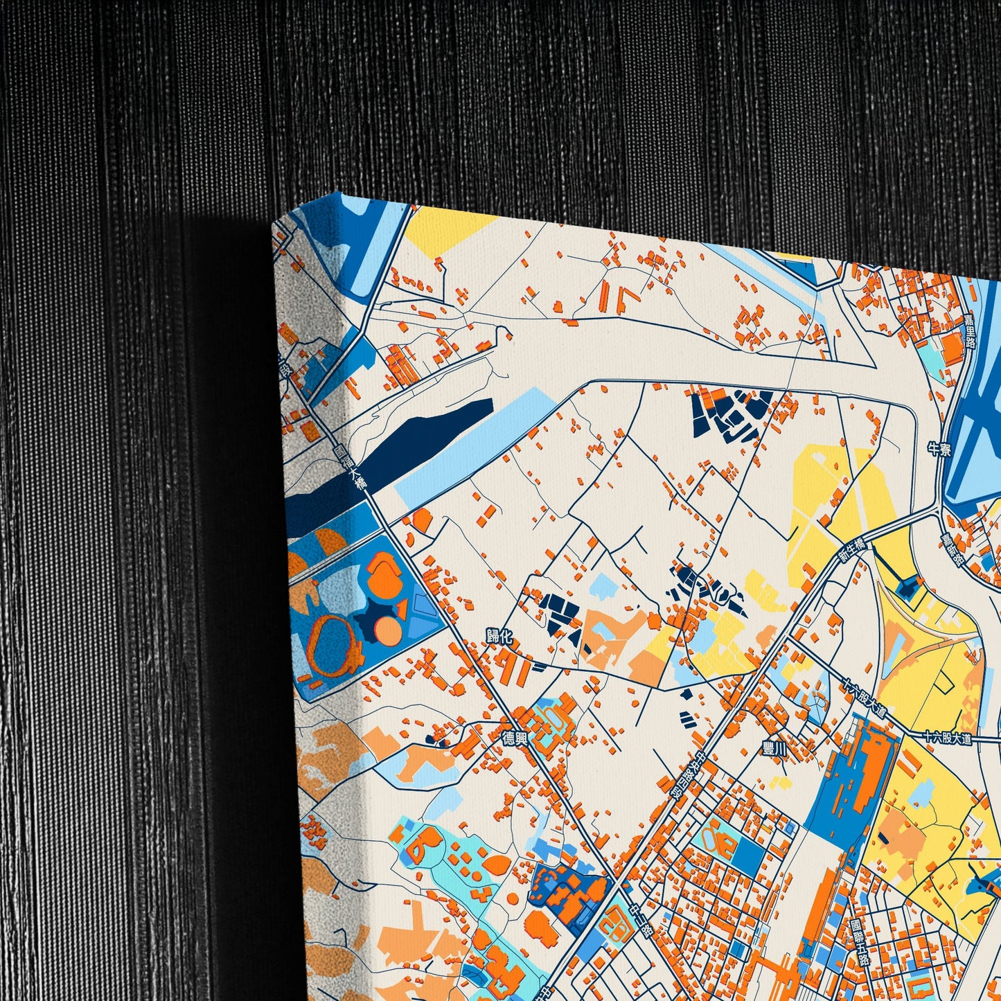 Hualien Taiwan Colorful City Map Canvas Print Detail