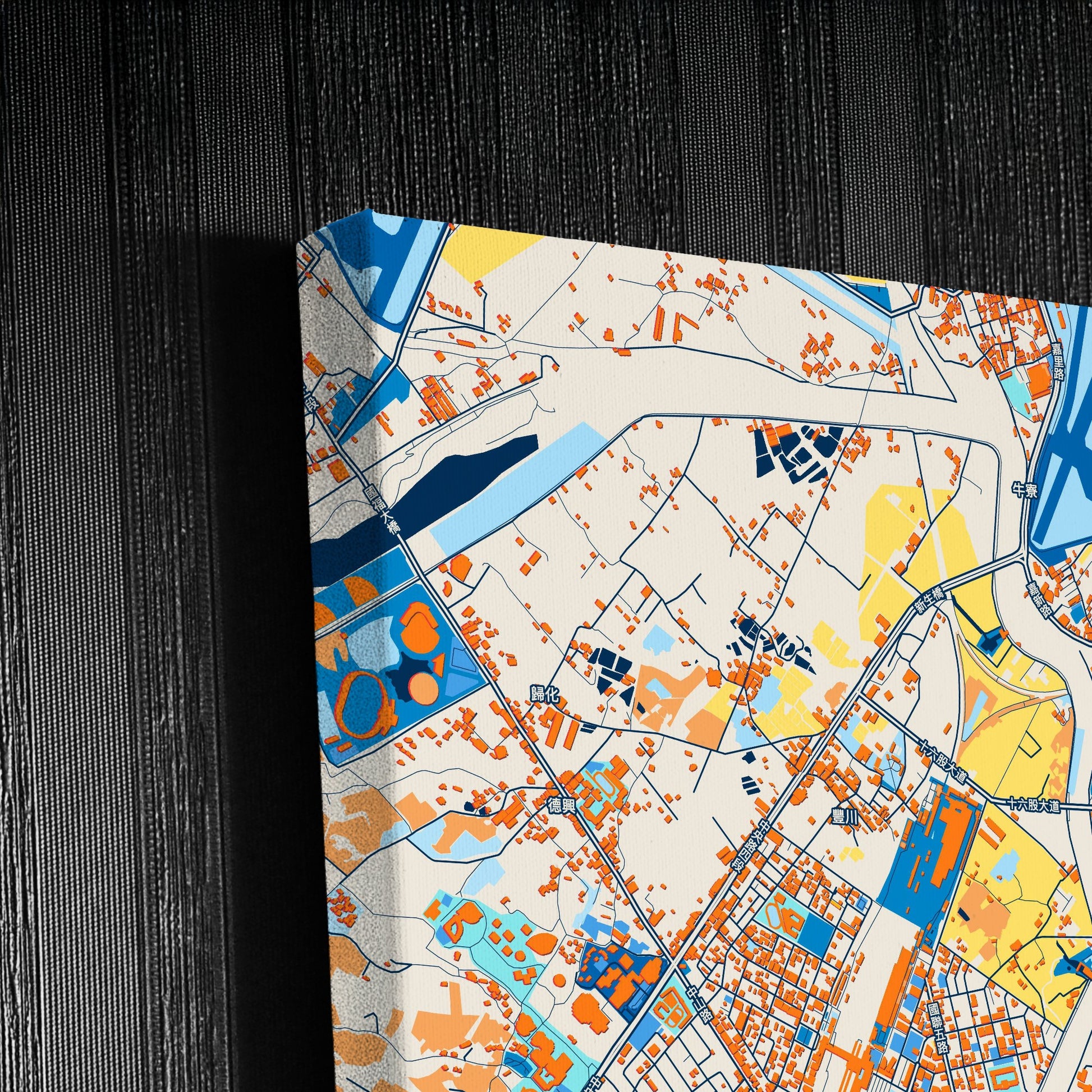 Hualien Taiwan Colorful City Map Canvas Print Detail