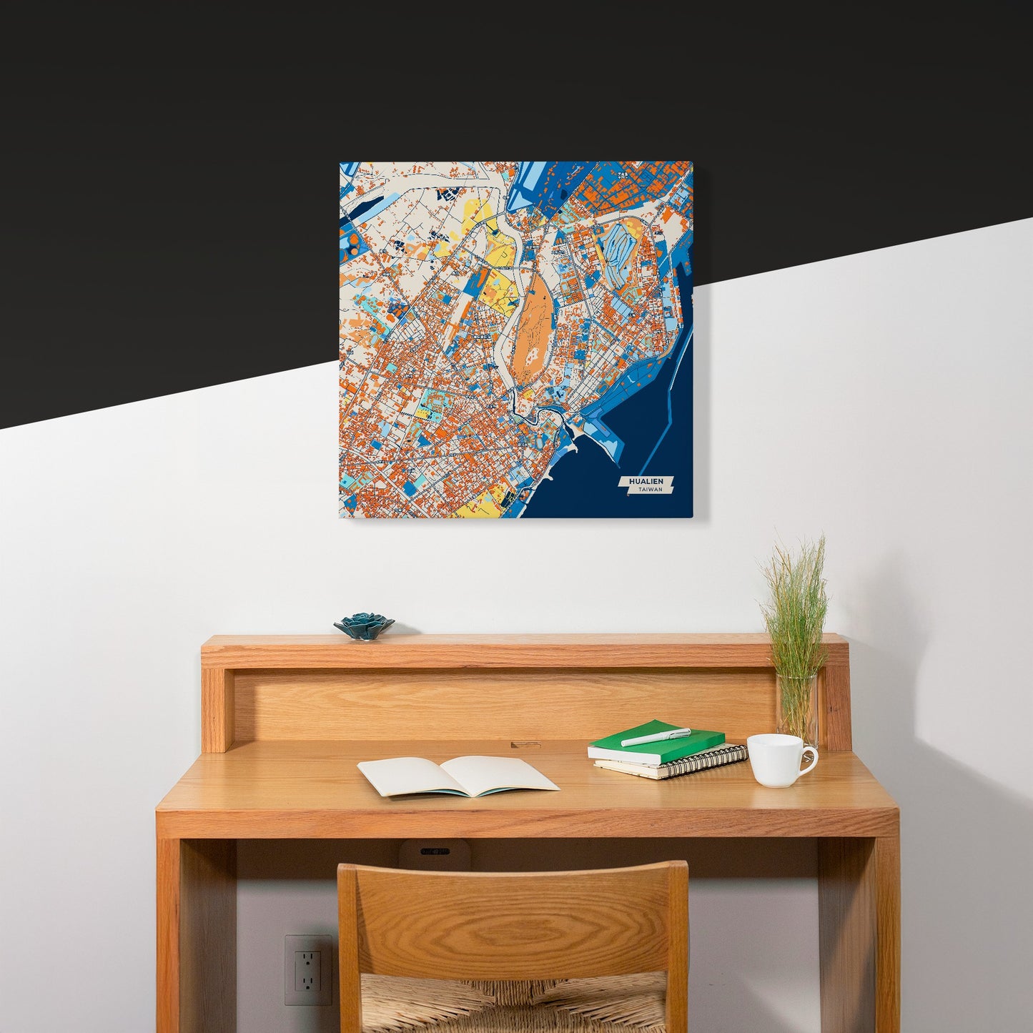 Hualien Taiwan Colorful City Map Canvas Print Scene