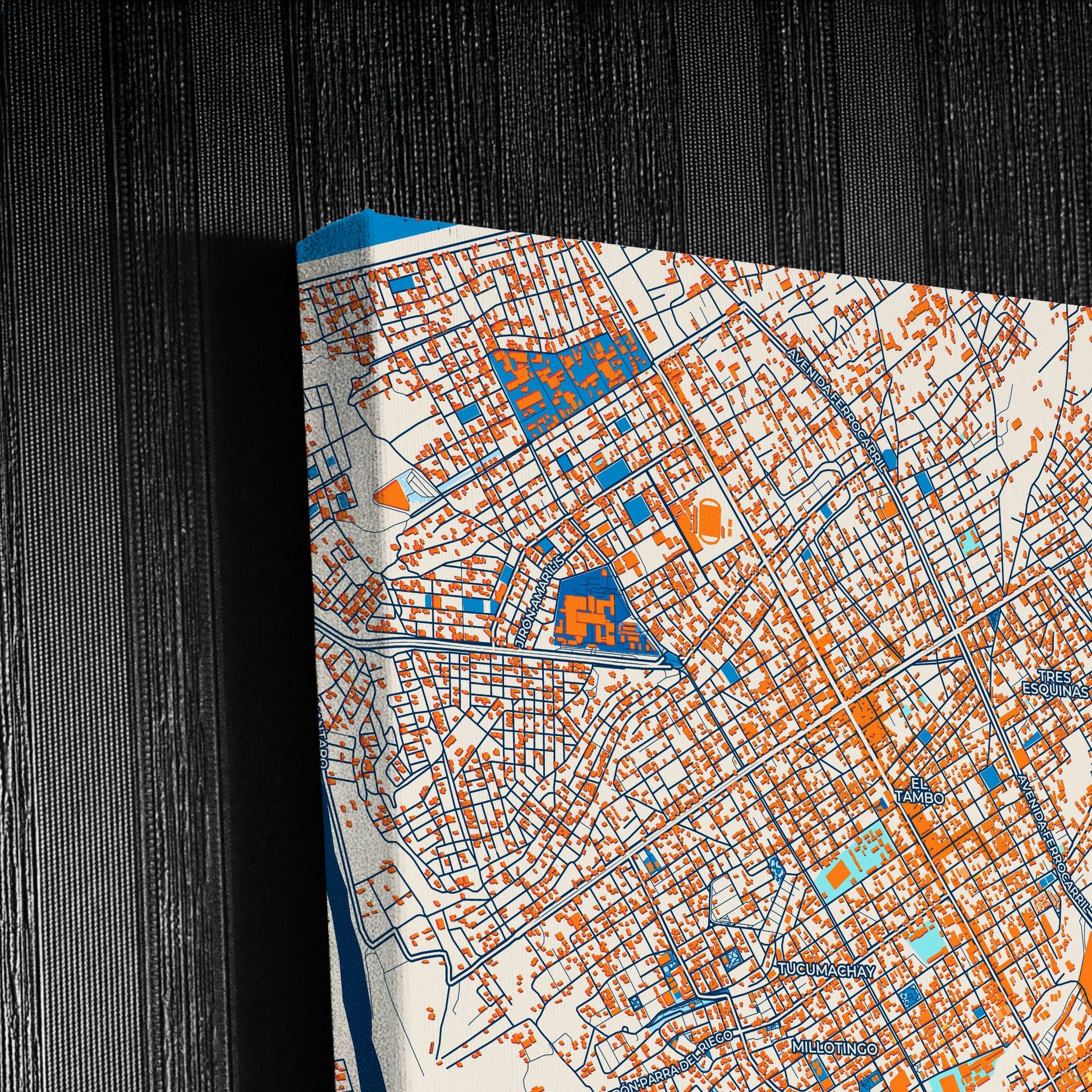 Huancayo Peru Colorful City Map Canvas Print Detail