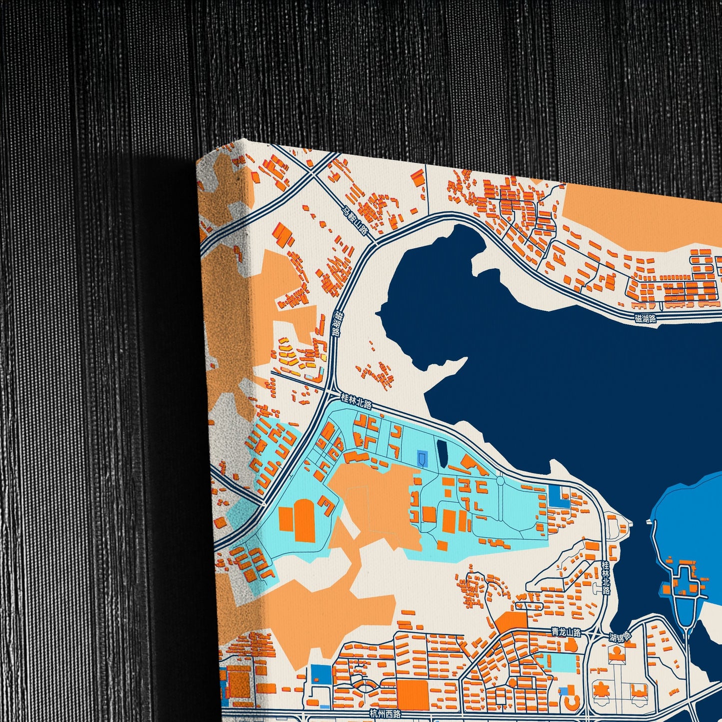 Huangshi China Colorful City Map Canvas Print Detail