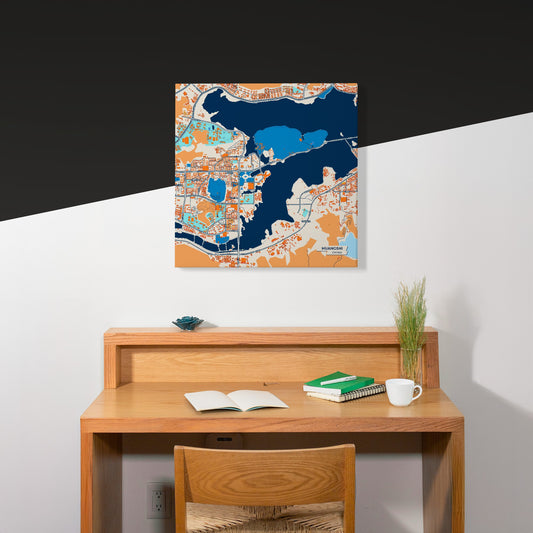 Huangshi China Colorful City Map Canvas Print Scene