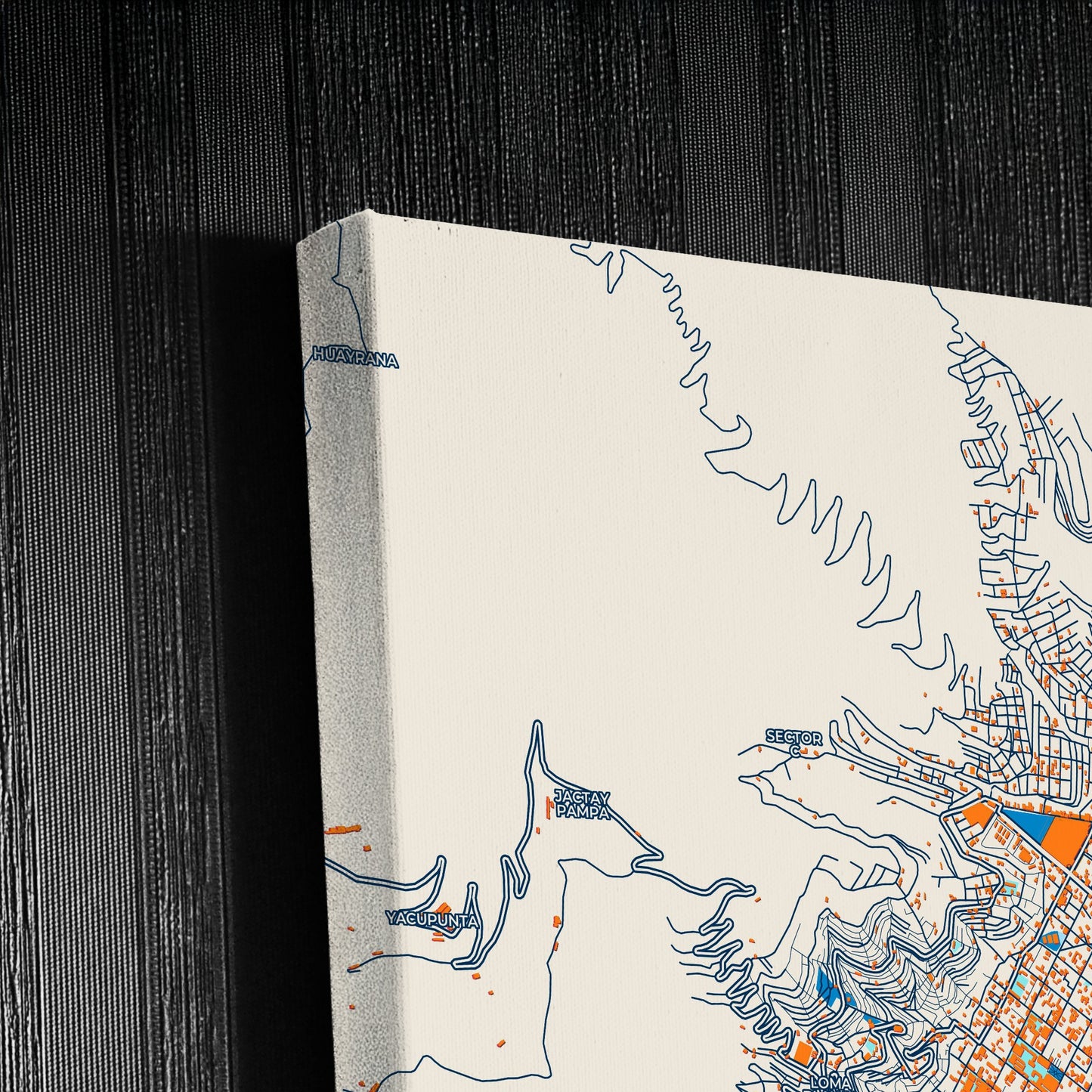 Huanuco Peru Colorful City Map Canvas Print Detail