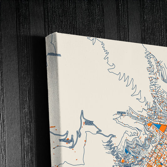 Huanuco Peru Colorful City Map Canvas Print Detail