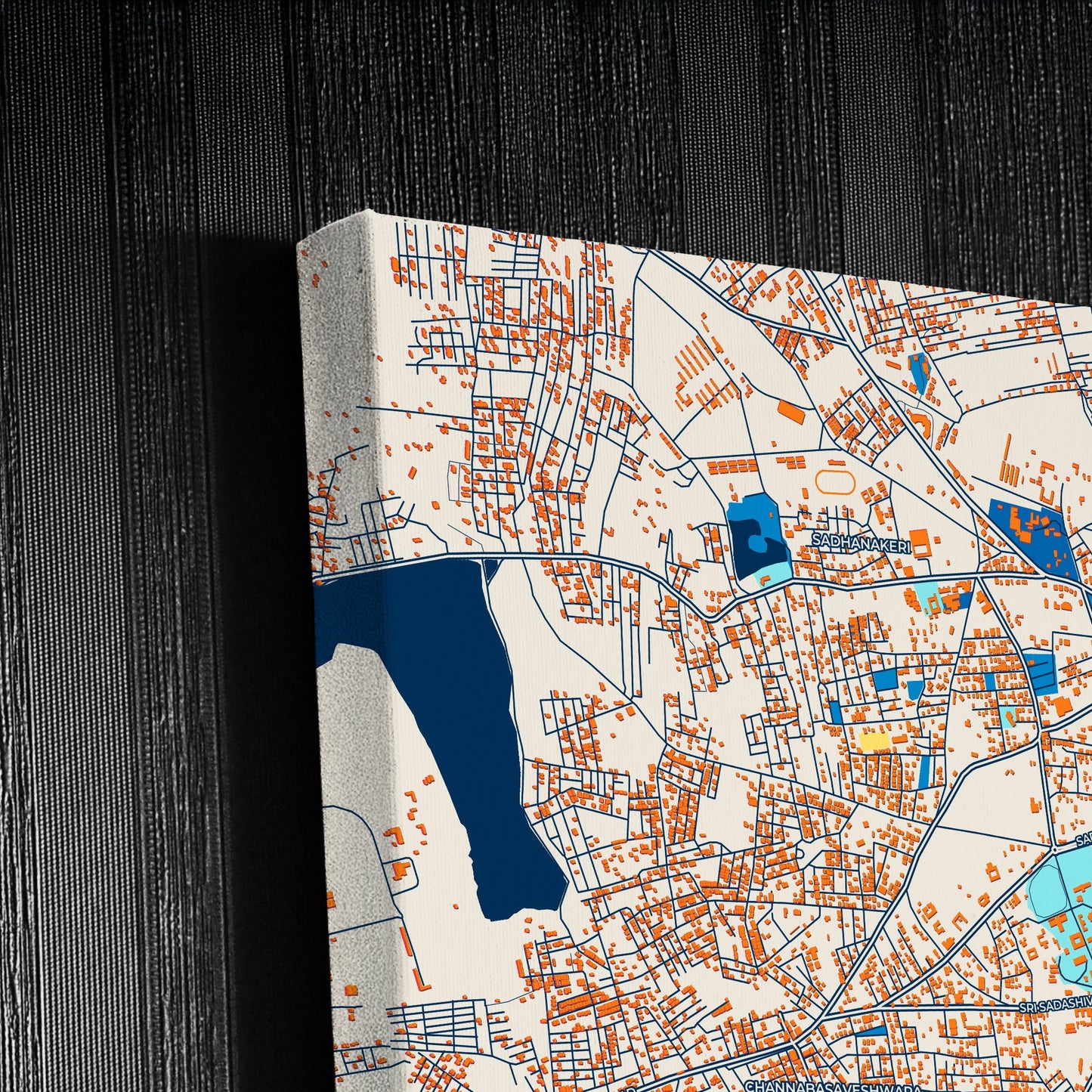 Hubli–Dharwad India Colorful City Map Canvas Print Detail