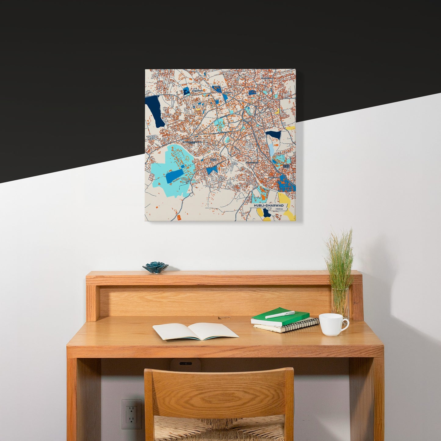 Hubli–Dharwad India Colorful City Map Canvas Print Scene