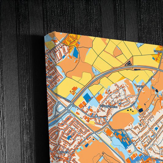 Hückelhoven Germany Colorful City Map Canvas Print Detail
