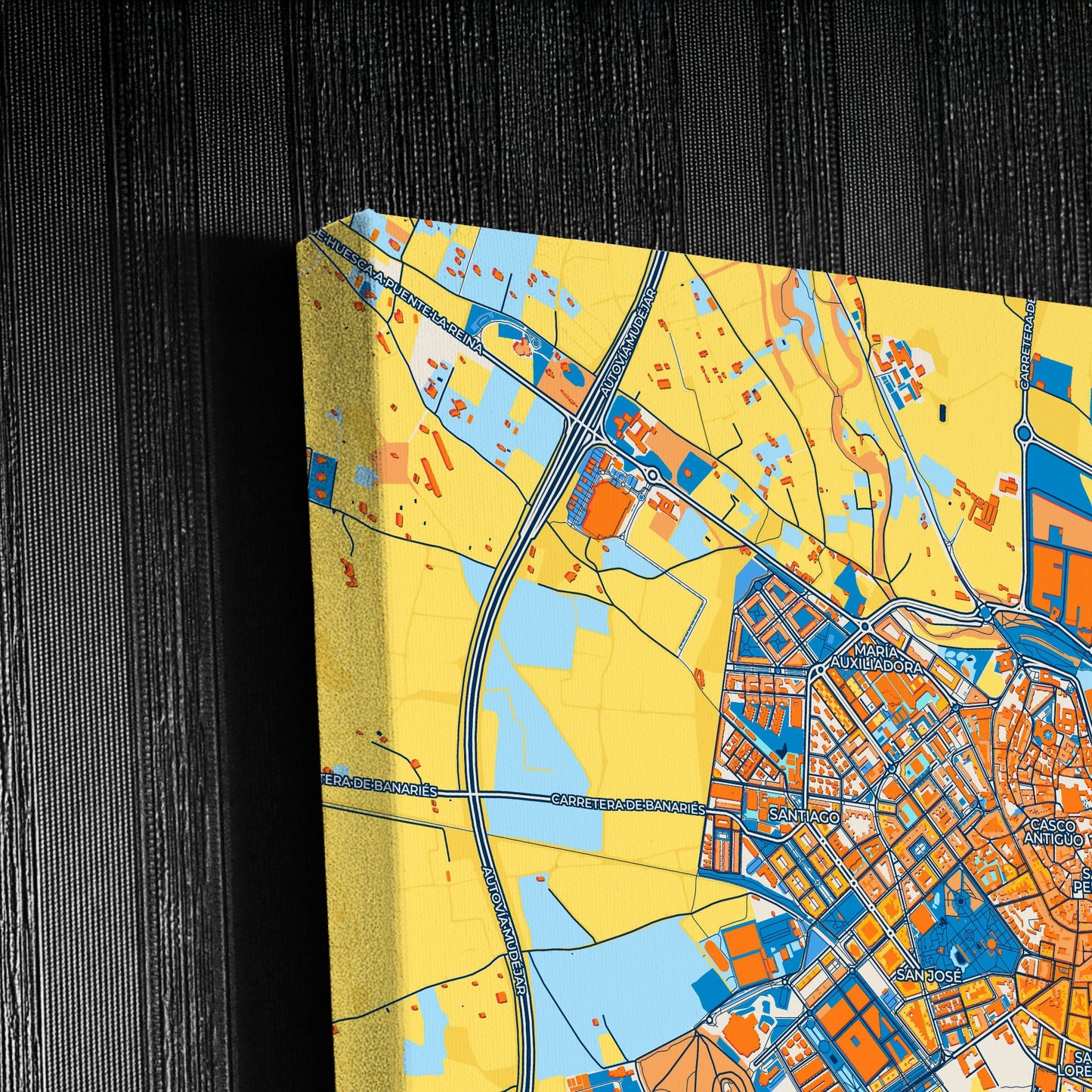 Huesca Spain Colorful City Map Canvas Print Detail