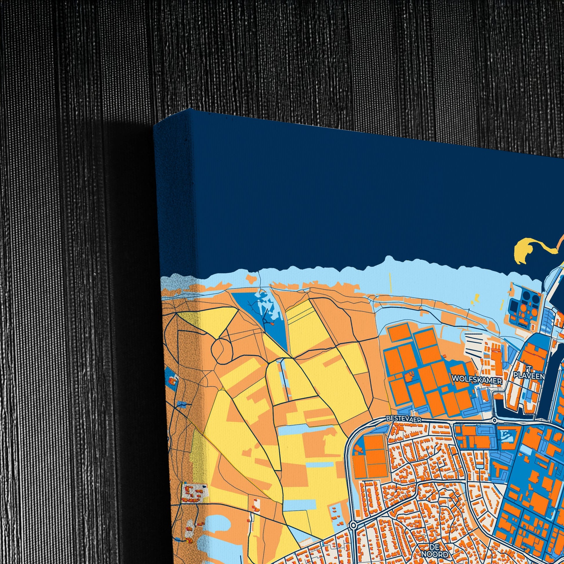 Huizen Netherlands Colorful City Map Canvas Print Detail