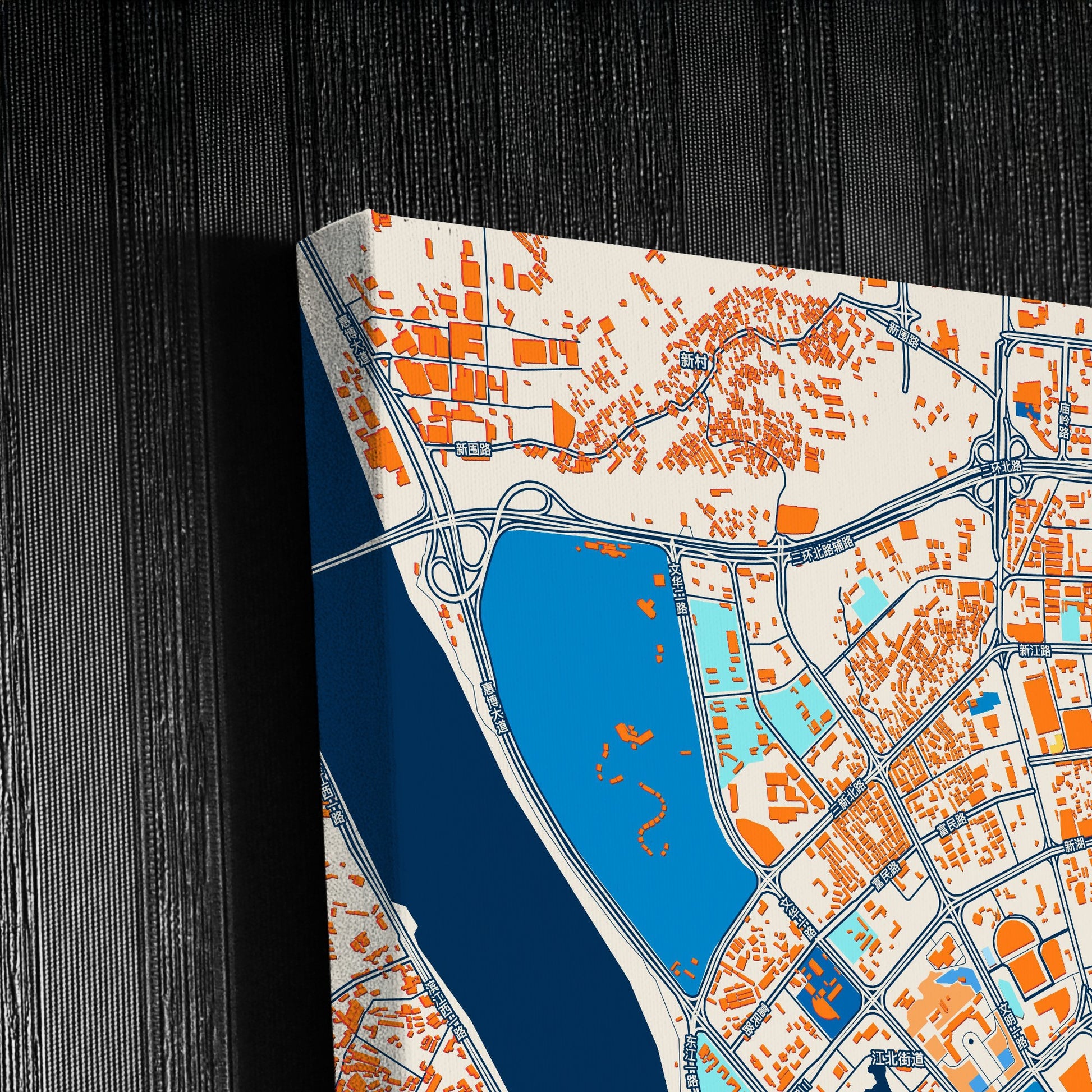 Huizhou China Colorful City Map Canvas Print Detail
