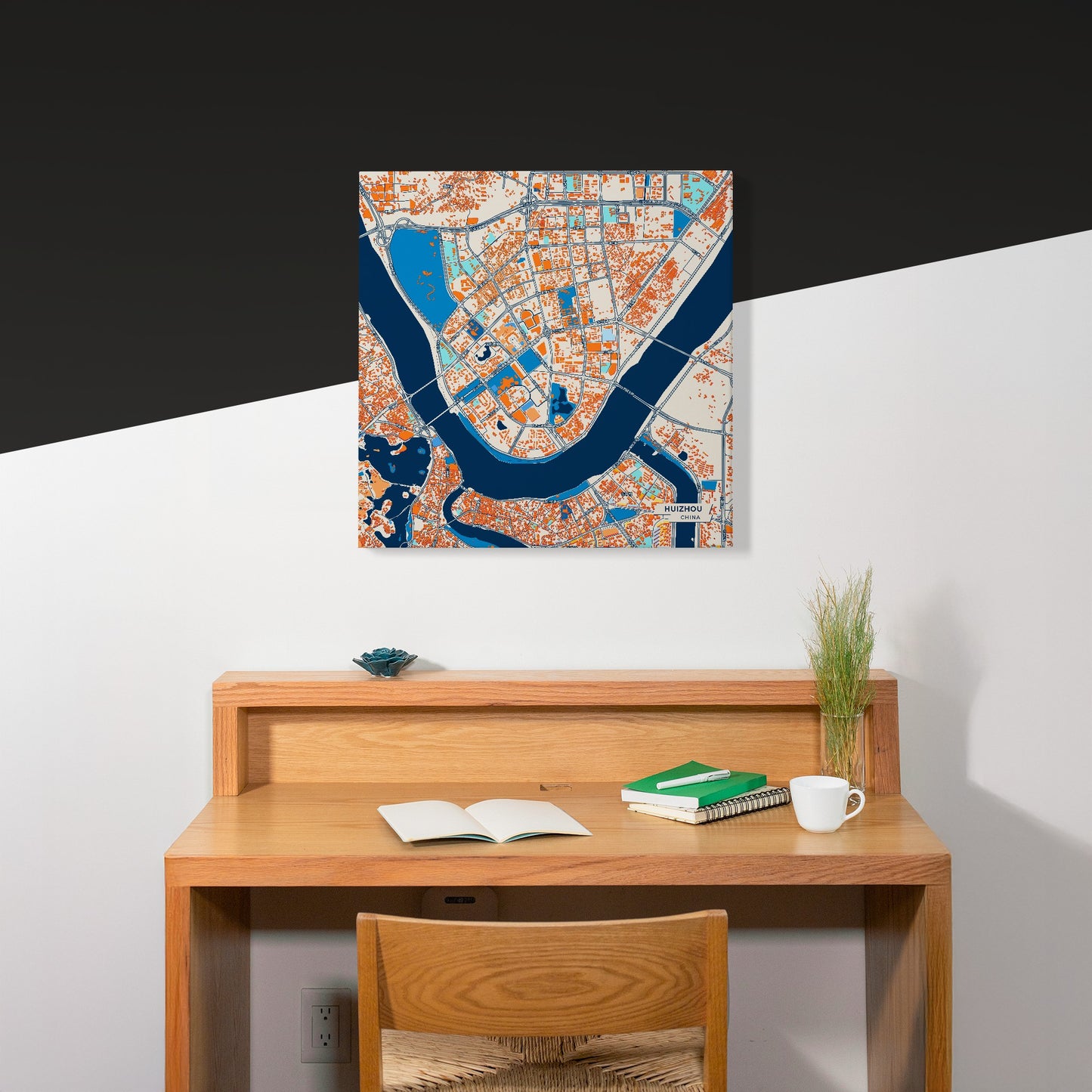 Huizhou China Colorful City Map Canvas Print Scene