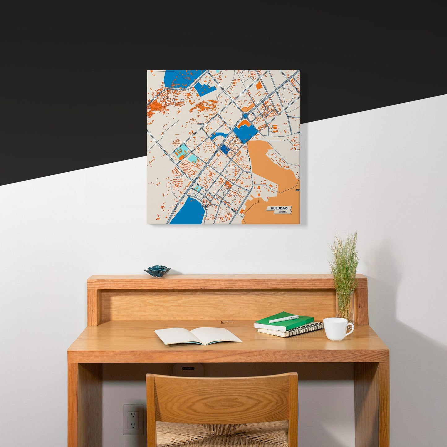 Huludao China Colorful City Map Canvas Print Scene